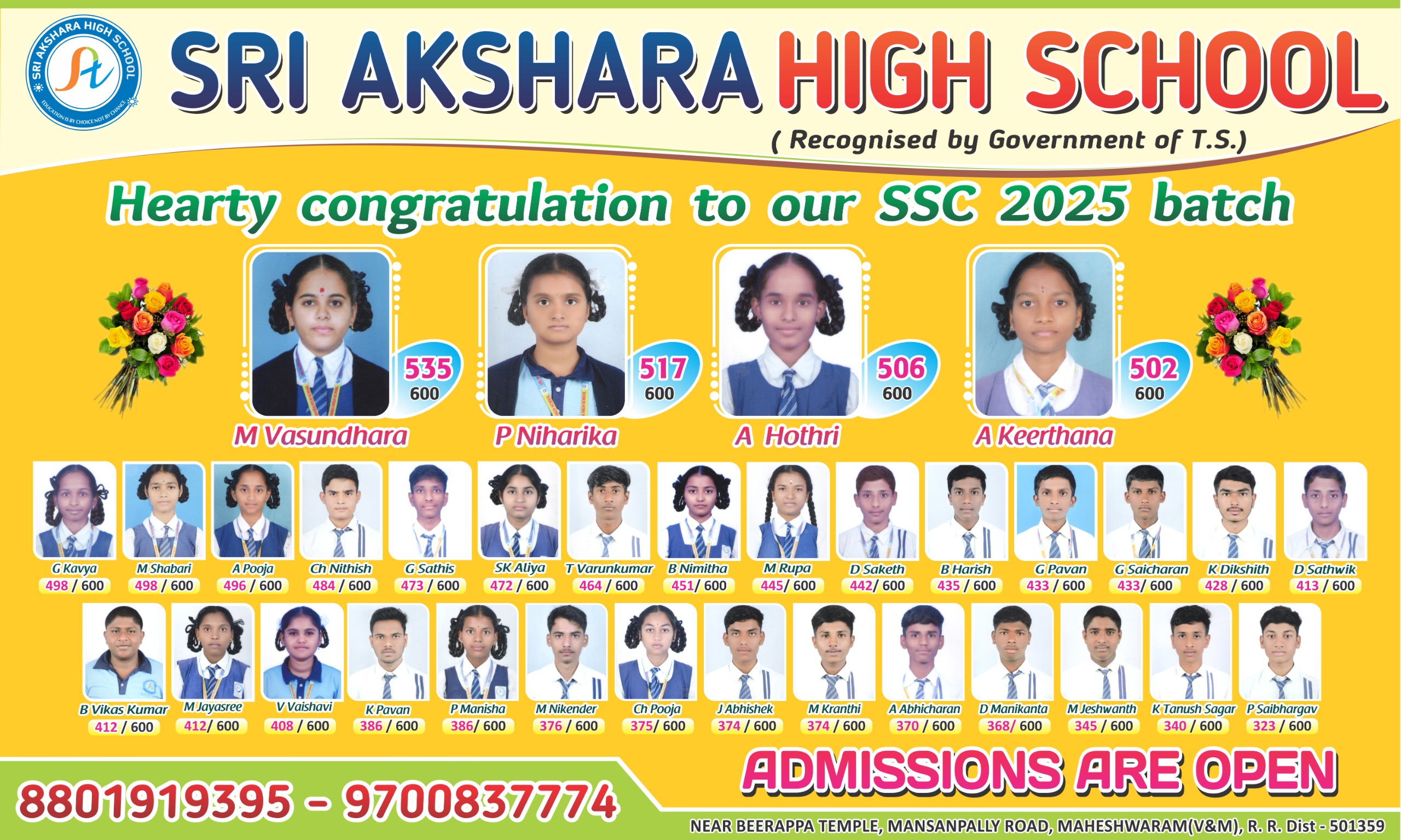 Top performing students